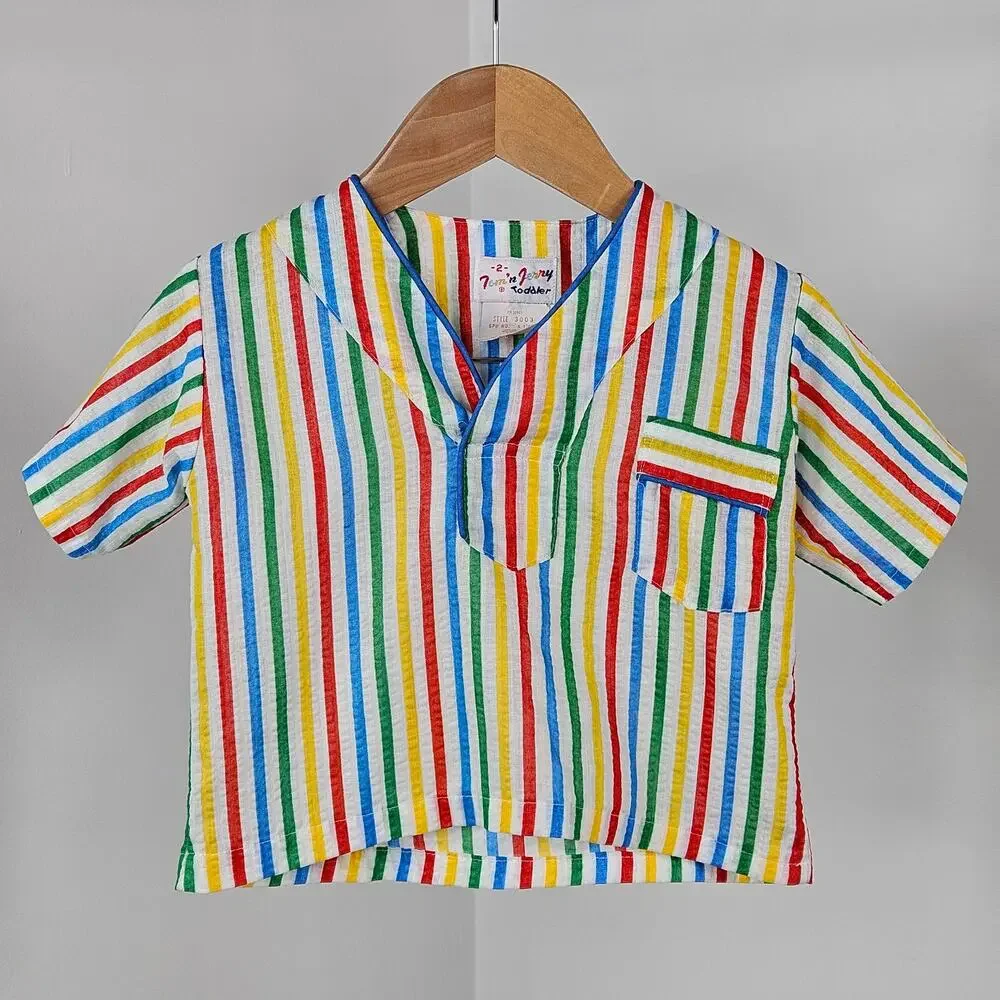 Tom N Jerry Vintage Circus Stripes Kid's‎ Toddler Pajama Set | Size 2